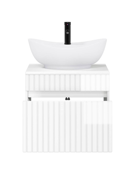 Set di mobili per il bagno Bianco Lucido Legno ingegnerizzato
