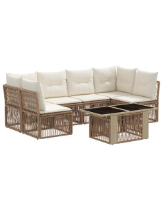 Set Divano da Giardino 7 pz Beige polyrattan 2