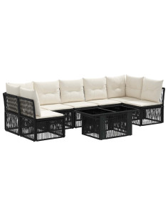Set Divano da Giardino 7 pz Nero polyrattan 2