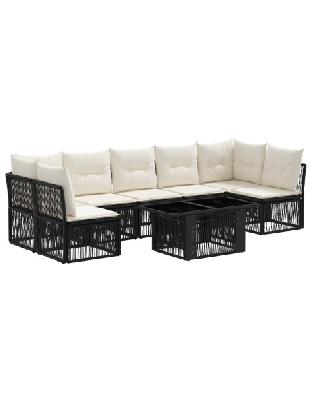 Set Divano da Giardino 7 pz Nero polyrattan