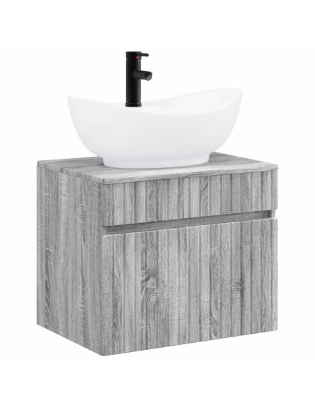Set di mobili per il bagno Sonoma grigio Legno ingegnerizzato