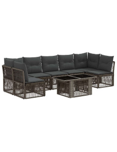 Set Divano da Giardino 7 pz Grigio polyrattan 2