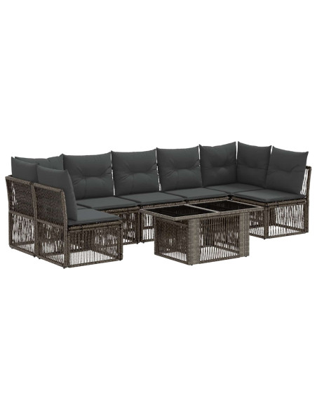 Set Divano da Giardino 7 pz Grigio polyrattan