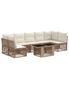 Set Divano da Giardino 7 pz Beige polyrattan 2