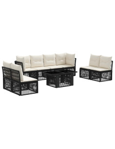 Set Divano da Giardino 9 pz Nero polyrattan 2