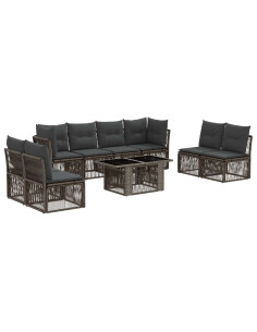 Set Divano da Giardino 9 pz Grigio polyrattan 2