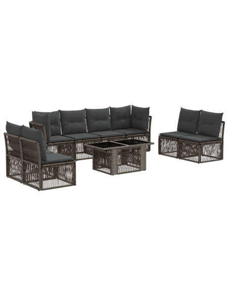 Set Divano da Giardino 9 pz Grigio polyrattan