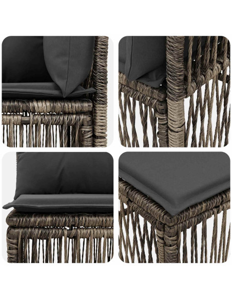 Set Divano da Giardino 9 pz Grigio polyrattan