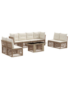 Set Divano da Giardino 9 pz Beige polyrattan 2