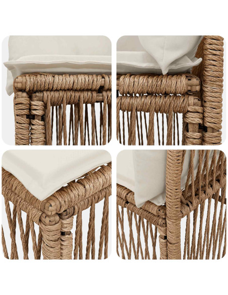 Set Divano da Giardino 9 pz Beige polyrattan