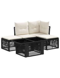 Set Divano da Giardino 5 pz Nero polyrattan 2