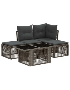 Set Divano da Giardino 5 pz Grigio polyrattan 2