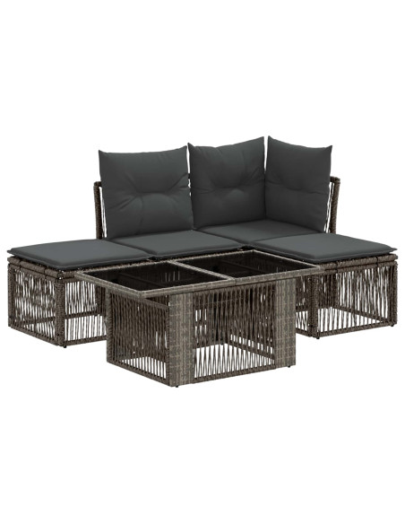 Set Divano da Giardino 5 pz Grigio polyrattan