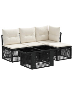 Set Divano da Giardino 5 pz Nero polyrattan 2