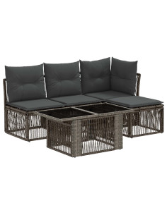 Set Divano da Giardino 5 pz Grigio polyrattan 2