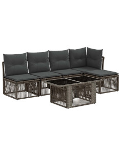 Set Divano da Giardino 6 pz Grigio polyrattan 2