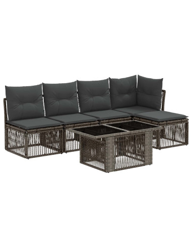 Set Divano da Giardino 6 pz Grigio polyrattan