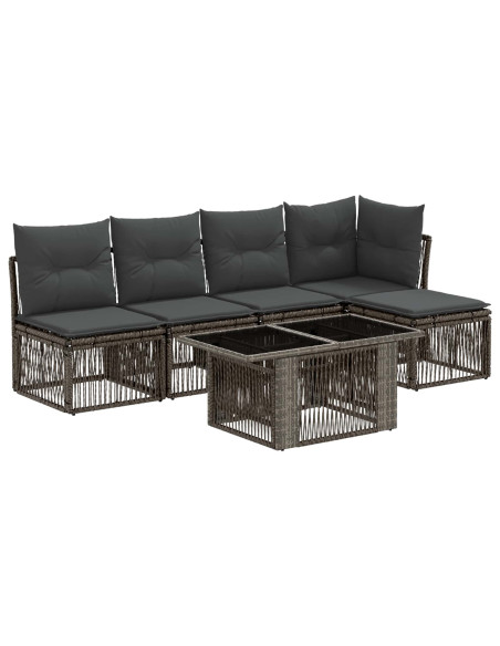 Set Divano da Giardino 6 pz Grigio polyrattan