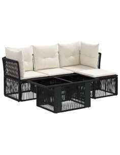 Set Divano da Giardino 5 pz Nero polyrattan 2