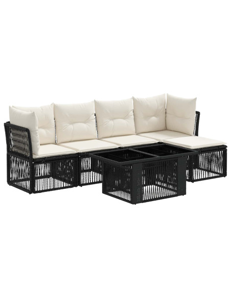Set Divano da Giardino 6 pz Nero polyrattan