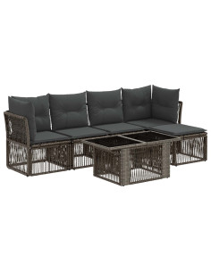 Set Divano da Giardino 6 pz Grigio polyrattan 2