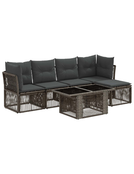 Set Divano da Giardino 6 pz Grigio polyrattan
