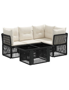 Set Divano da Giardino 5 pz Nero polyrattan 2