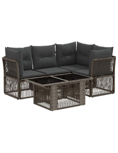 Set Divano da Giardino 5 pz Grigio polyrattan 2