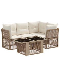Set Divano da Giardino 5 pz Beige polyrattan 2