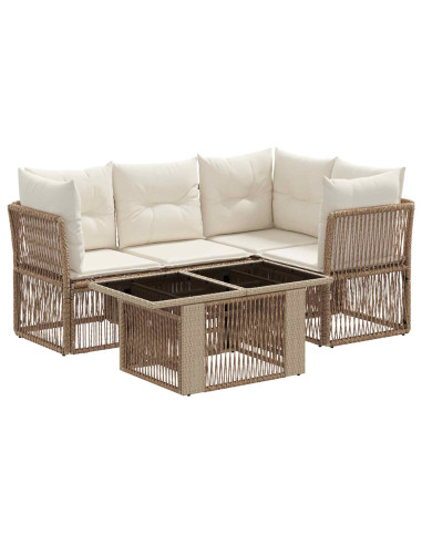 Set Divano da Giardino 5 pz Beige polyrattan