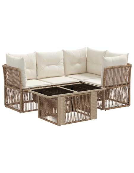 Set Divano da Giardino 5 pz Beige polyrattan