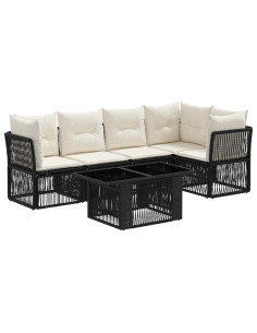 Set Divano da Giardino 6 pz Nero polyrattan 2