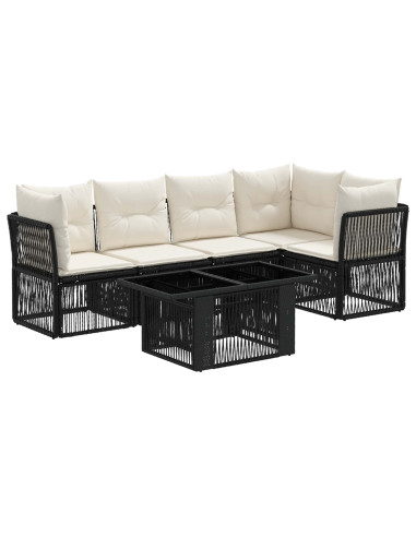 Set Divano da Giardino 6 pz Nero polyrattan