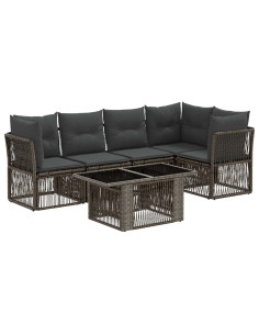 Set Divano da Giardino 6 pz Grigio polyrattan 2