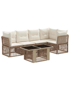 Set Divano da Giardino 6 pz Beige polyrattan 2