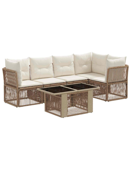 Set Divano da Giardino 6 pz Beige polyrattan