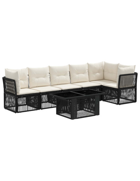 Set Divano da Giardino 7 pz Nero polyrattan