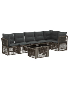 Set Divano da Giardino 7 pz Grigio polyrattan 2