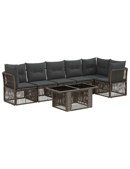 Set Divano da Giardino 7 pz Grigio polyrattan