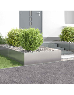 Bordura per Prato 4 pz 100 x 100 x 35 cm Acciaio Argento