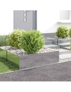 Bordura per Prato 4 pz 100 x 60 x 35 cm Acciaio Argento