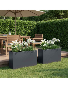 Vaso da giardino 2 pz Antracite 80 x 30 x 50 cm
