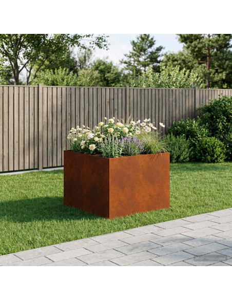 Vaso da giardino Ruggine 80 x 80 x 60 cm Acciaio Corten