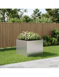 Vaso da giardino Argento 80 x 80 x 60 cm Acciaio zincato