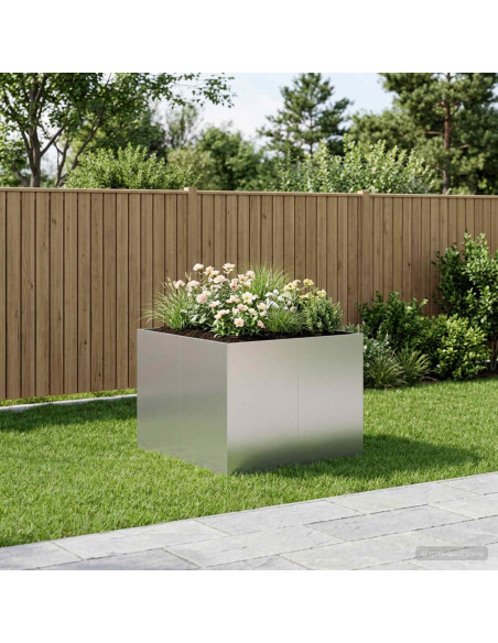 Vaso da giardino Argento 80 x 80 x 60 cm Acciaio zincato
