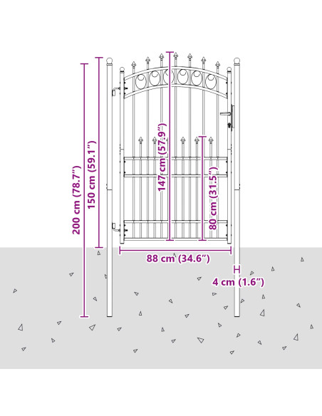 Cancello della recinzione con punte EMMEN 100 x 200 cm