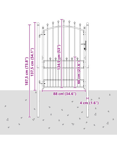Cancello della recinzione con punte EMMEN 100 x 175 cm