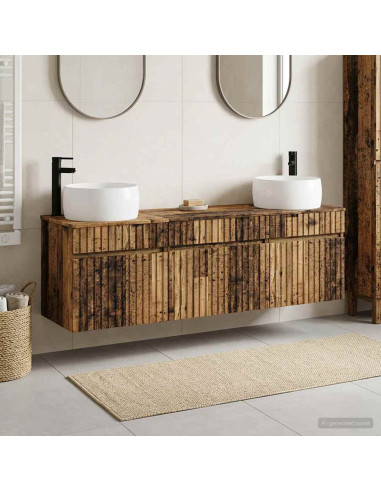 Set di Armadi da Bagno 3 pz Legno antico 49 x 44,5 x 66 cm