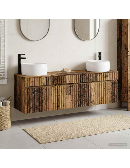 Set di Armadi da Bagno 3 pz Legno antico 49 x 44,5 x 66 cm