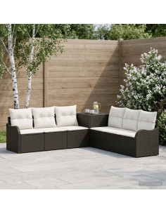 Set di divani 7 pz Nero e Bianco Crema
